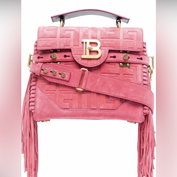 Balmain B Buzz 23 Pink Suede Women's Bag - Picture 2 of 9